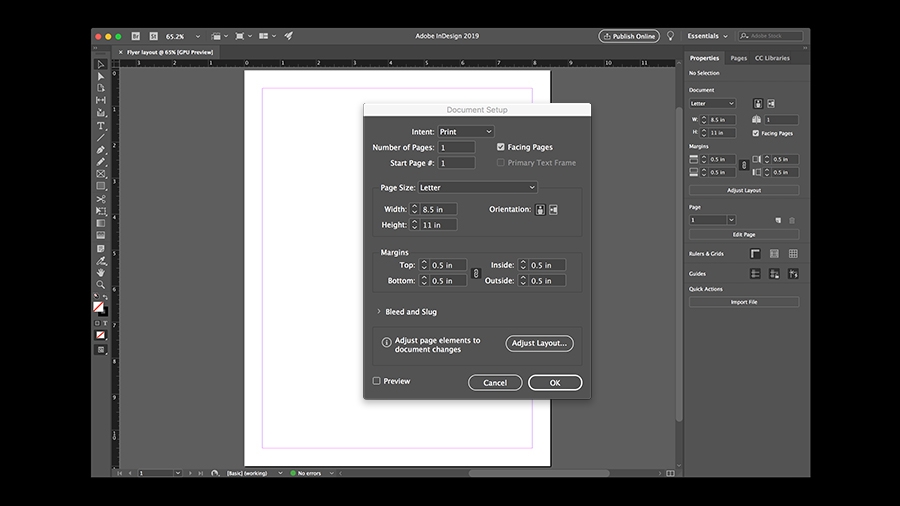 Comment crée un nouveau document dans Adobe InDesign CC